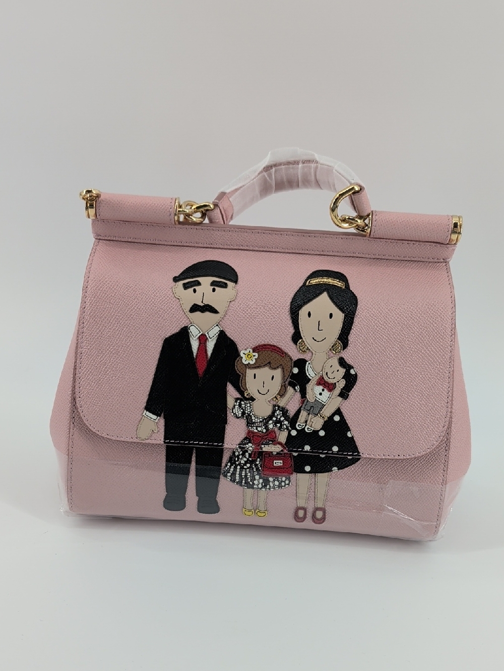 Dolce & Gabbana Pink Top-Handle Satchel with Leopard-Print Interior